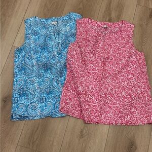 Talbots Blue and Red Paisley Pattern Tops